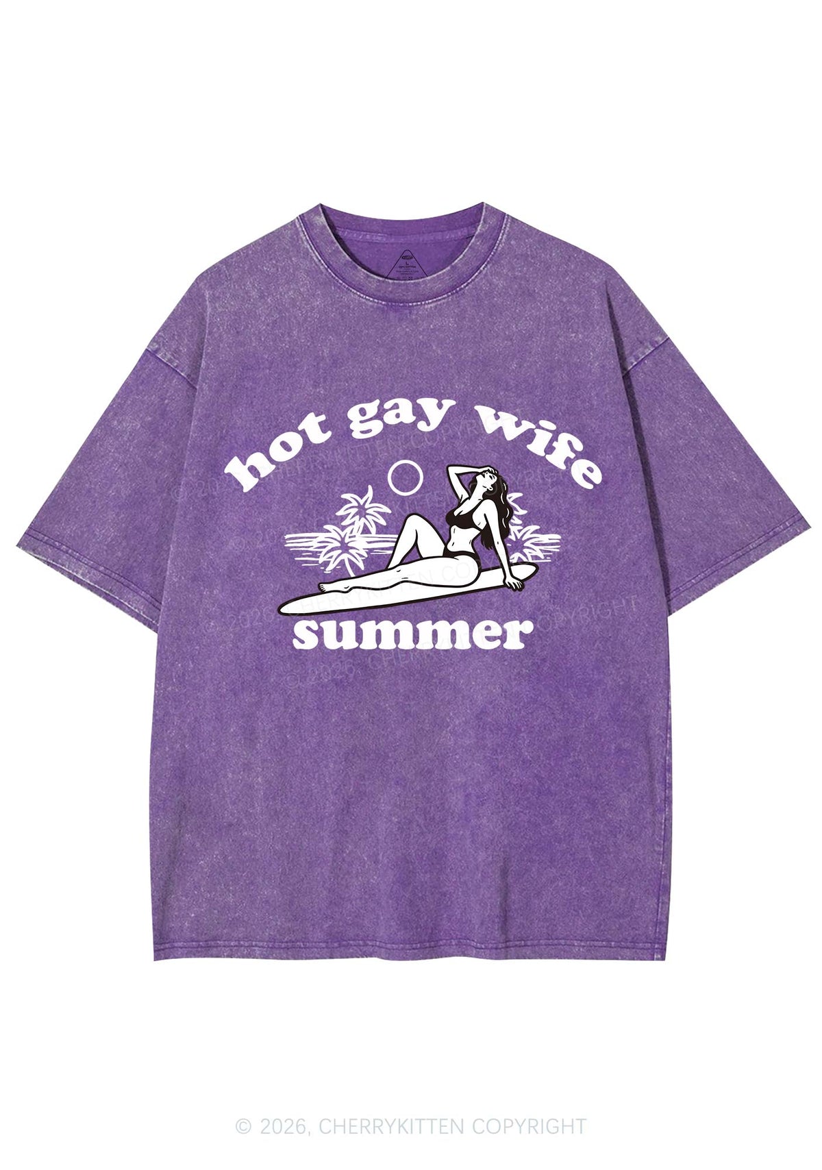 Hot Gay Wife Summer Pride Y2K Shirts Washed Tee Cherrykitten