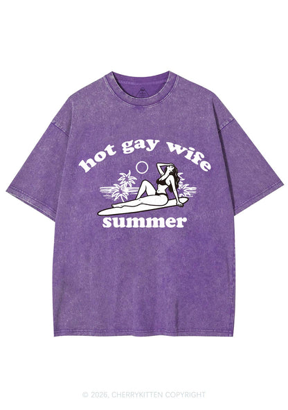 Hot Gay Wife Summer Pride Y2K Shirts Washed Tee Cherrykitten