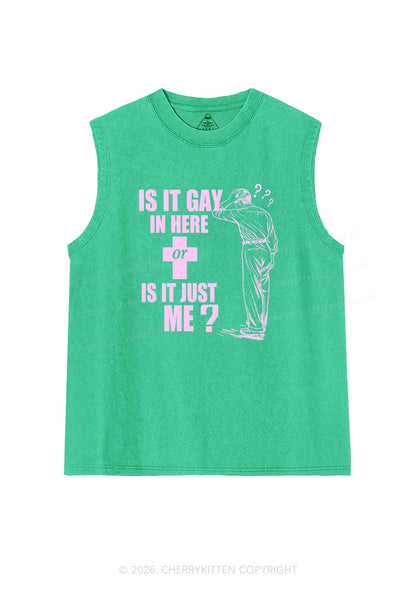 Is It Gay In Here Pride Y2K Washed Muscle Tank Cherrykitten