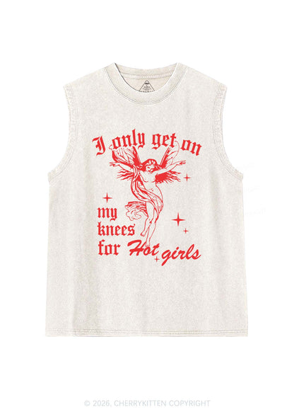 On My Knees For Hot Girls Pride Y2K Washed Muscle Tank Cherrykitten