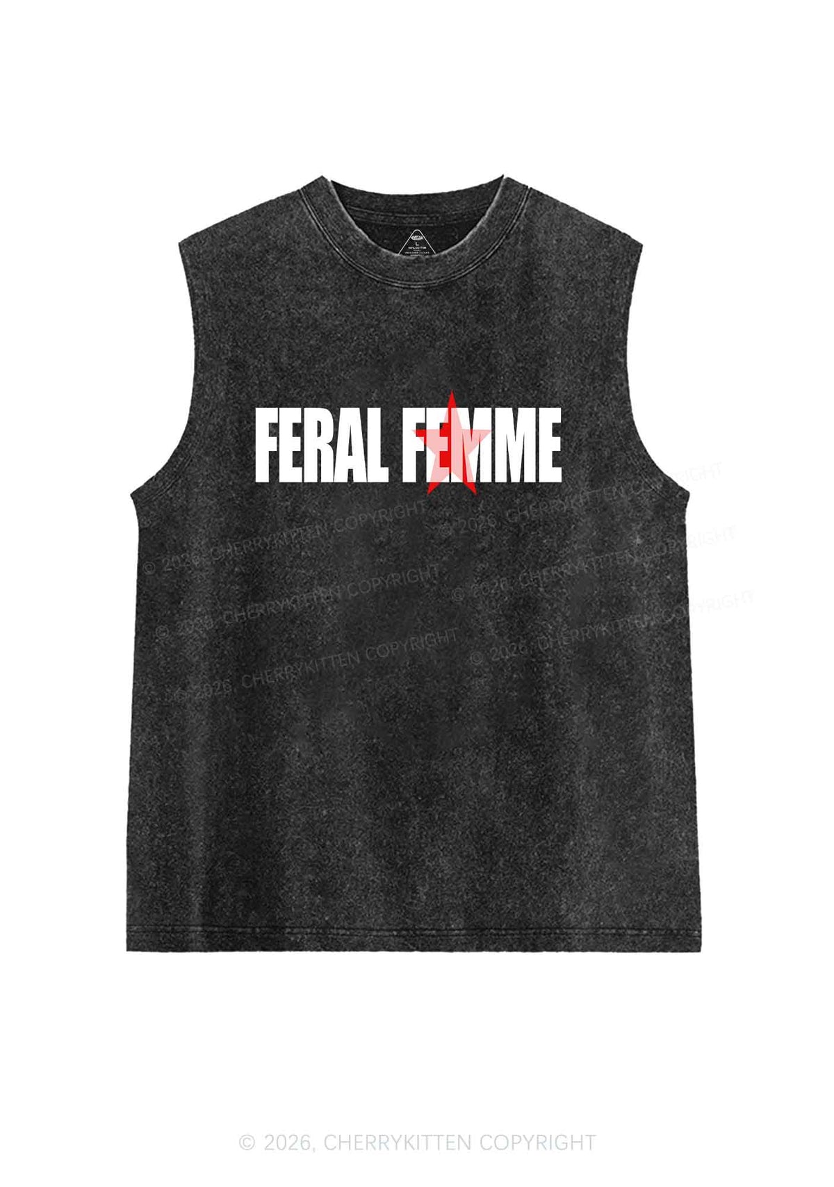 Feral Femme Pride Y2K Washed Muscle Tank Cherrykitten