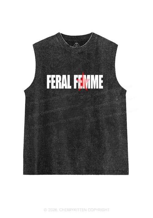 Feral Femme Pride Y2K Washed Muscle Tank Cherrykitten
