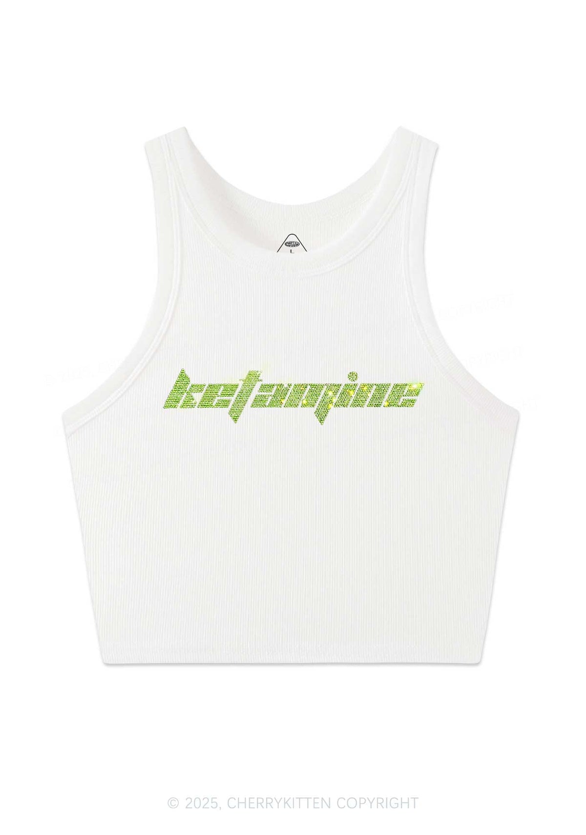 Rhinestone Ketamxxe Y2K Crop Tank Top Cherrykitten