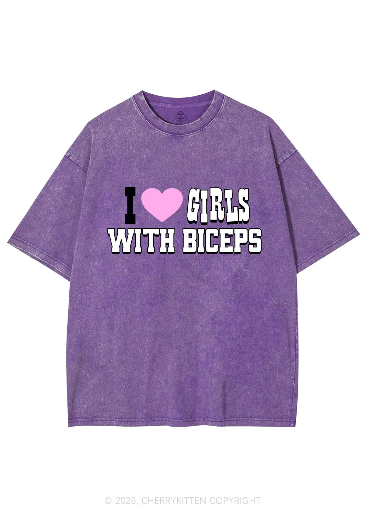I Love Girls With Biceps Y2K Shirts Washed Tee Cherrykitten