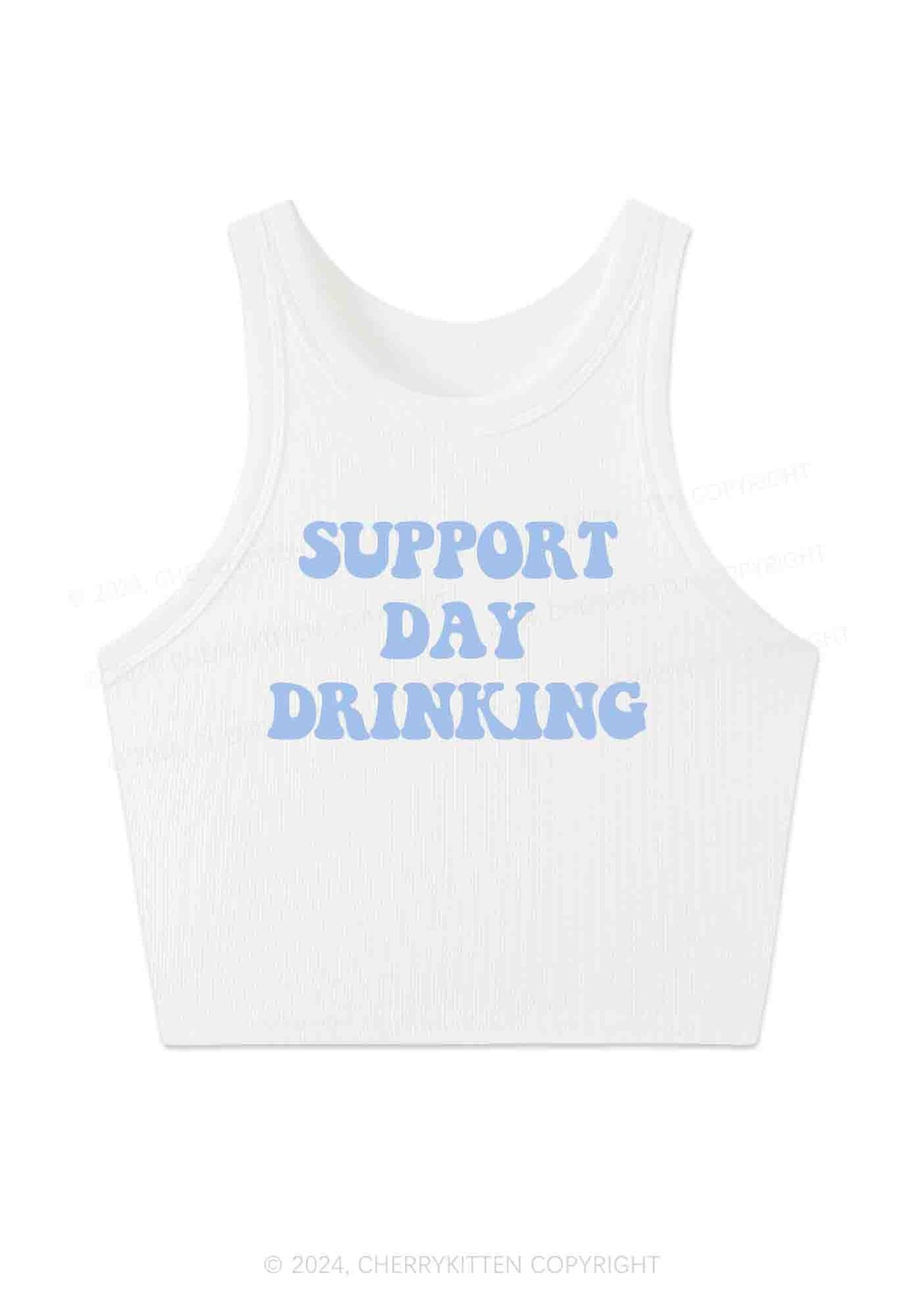 Support Day Drinking Y2K Crop Tank Top Cherrykitten