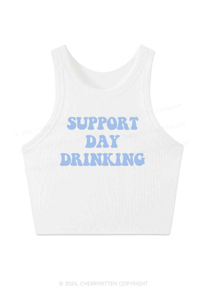 Support Day Drinking Y2K Crop Tank Top Cherrykitten