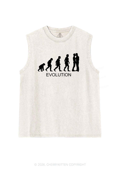 Gay Evolution Pride Y2K Washed Muscle Tank Cherrykitten