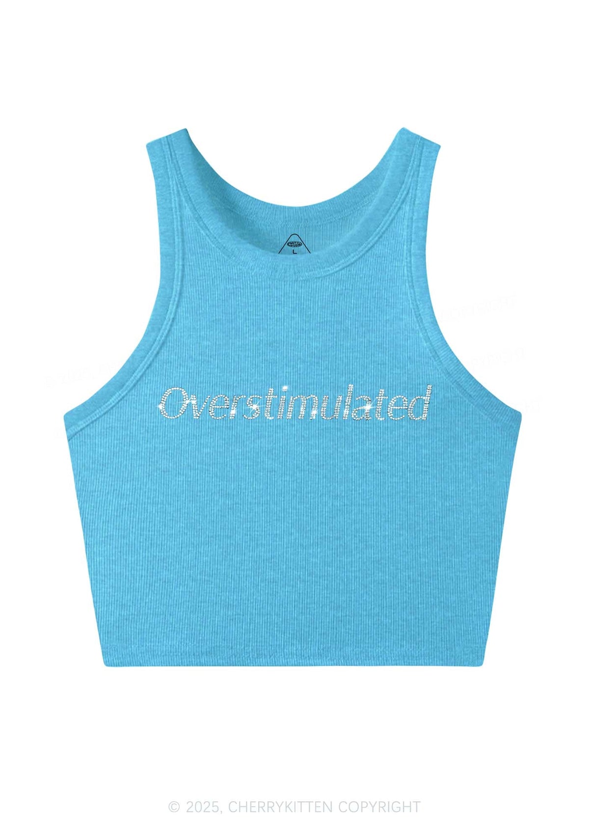 Rhinestone Overstimulated Y2K Crop Tank Top Cherrykitten