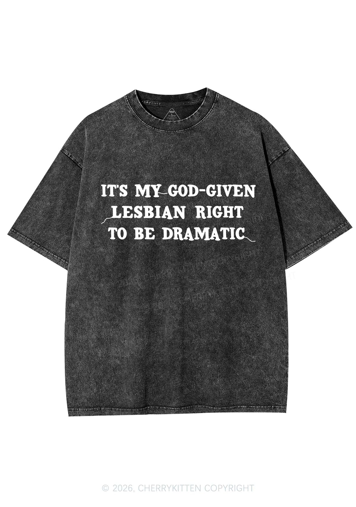 God Given Lesbian Right Pride Y2K Shirts Washed Tee Cherrykitten