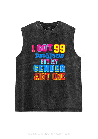 Gender Aint One Pride Y2K Washed Muscle Tank Cherrykitten