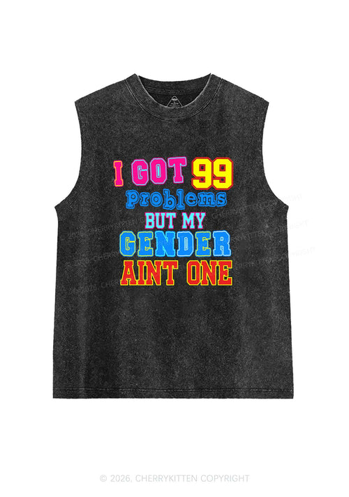 Gender Aint One Pride Y2K Washed Muscle Tank Cherrykitten