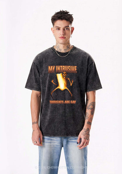 My Intrusive Thoughts Are Gay Pride Y2K Shirts Washed Tee Cherrykitten