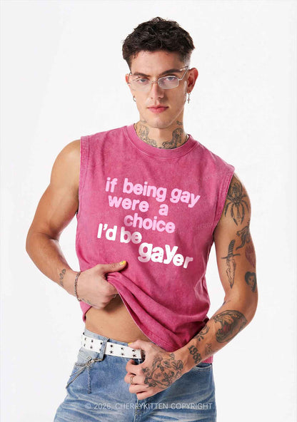 I Would Be Gayer Pride Y2K Washed Muscle Tank Cherrykitten