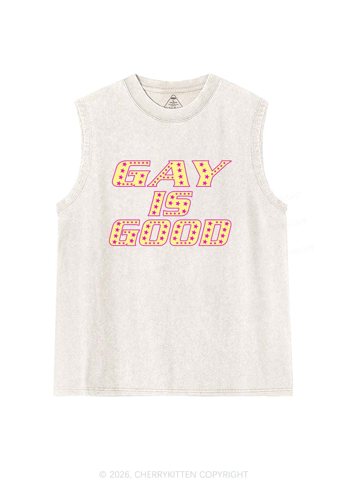 Gay Is Good Pride Y2K Washed Muscle Tank Cherrykitten