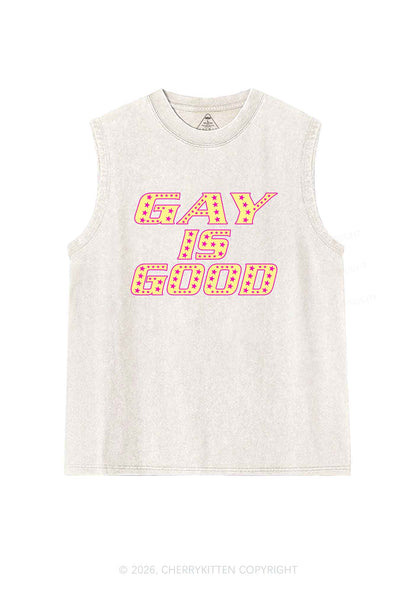Gay Is Good Pride Y2K Washed Muscle Tank Cherrykitten