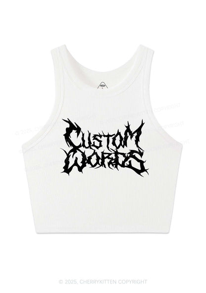 Custom Text Punk Font Y2K Crop Tank Top Cherrykitten