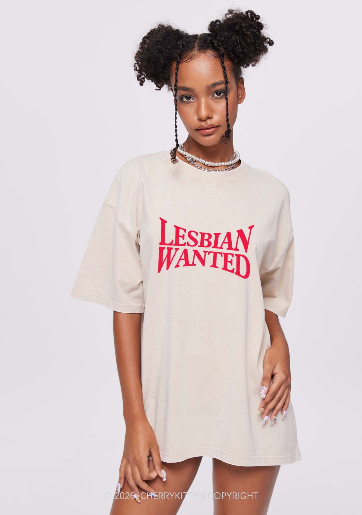 Lesbian Wanted Pride Y2K Shirts Washed Tee Cherrykitten
