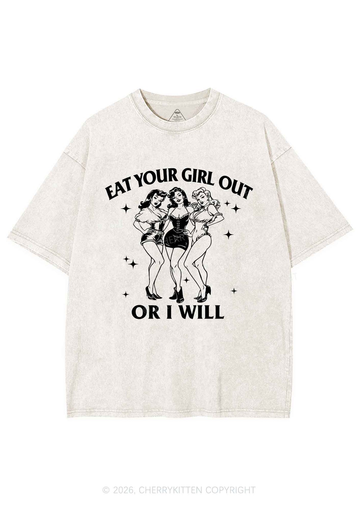 Eat Your Cowgirls Out Pride Y2K Shirts Washed Tee Cherrykitten