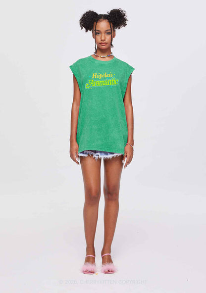 Hopeless Aromantic Pride Y2K Washed Muscle Tank Cherrykitten