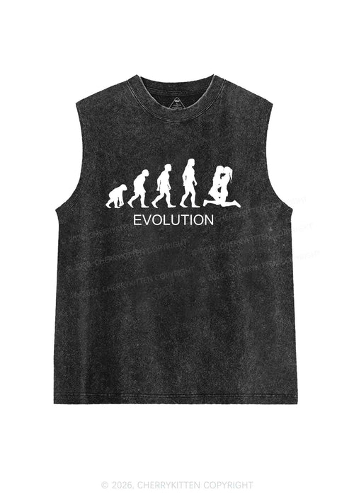 Lesbian Evolution Pride Y2K Washed Muscle Tank Cherrykitten