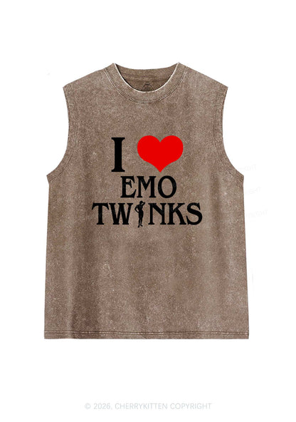 I Love Emo Twinks Pride Y2K Washed Muscle Tank Cherrykitten