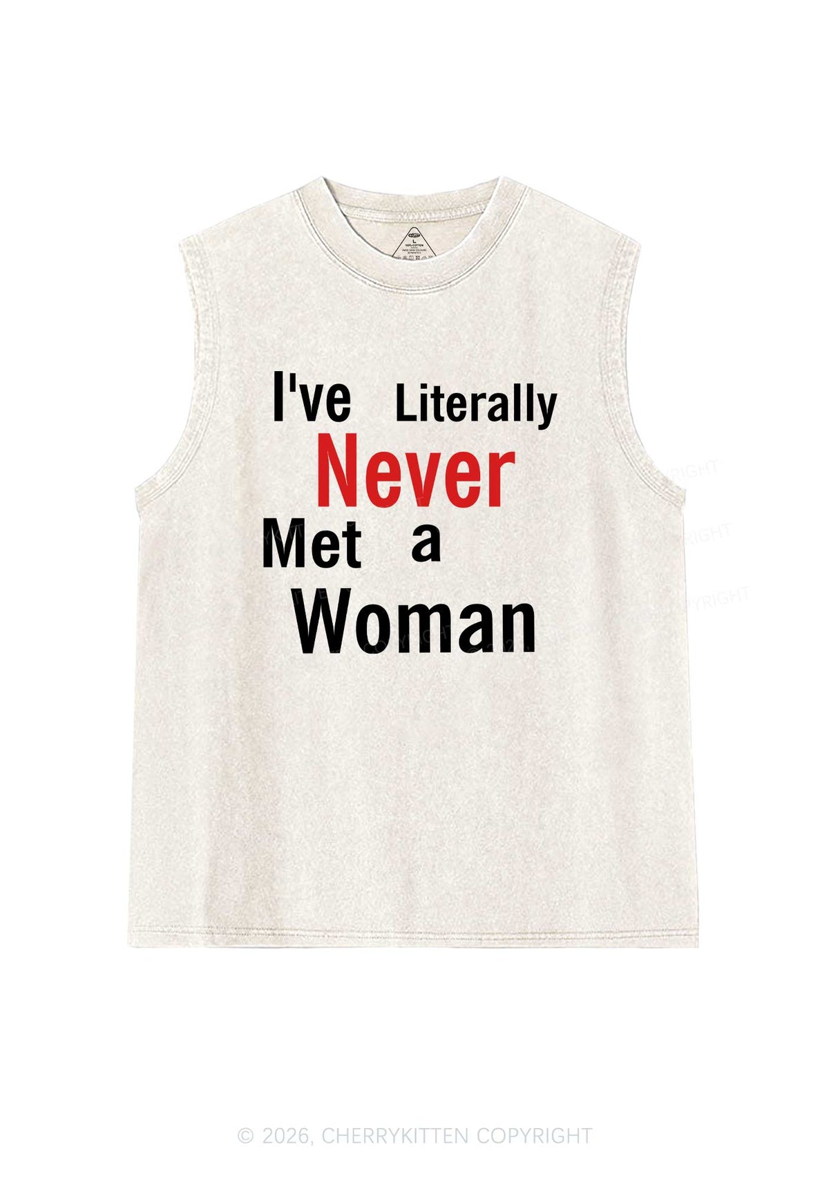 Never Met A Woman Pride Y2K Washed Muscle Tank Cherrykitten