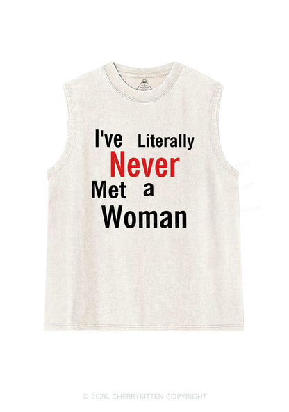 Never Met A Woman Pride Y2K Washed Muscle Tank Cherrykitten