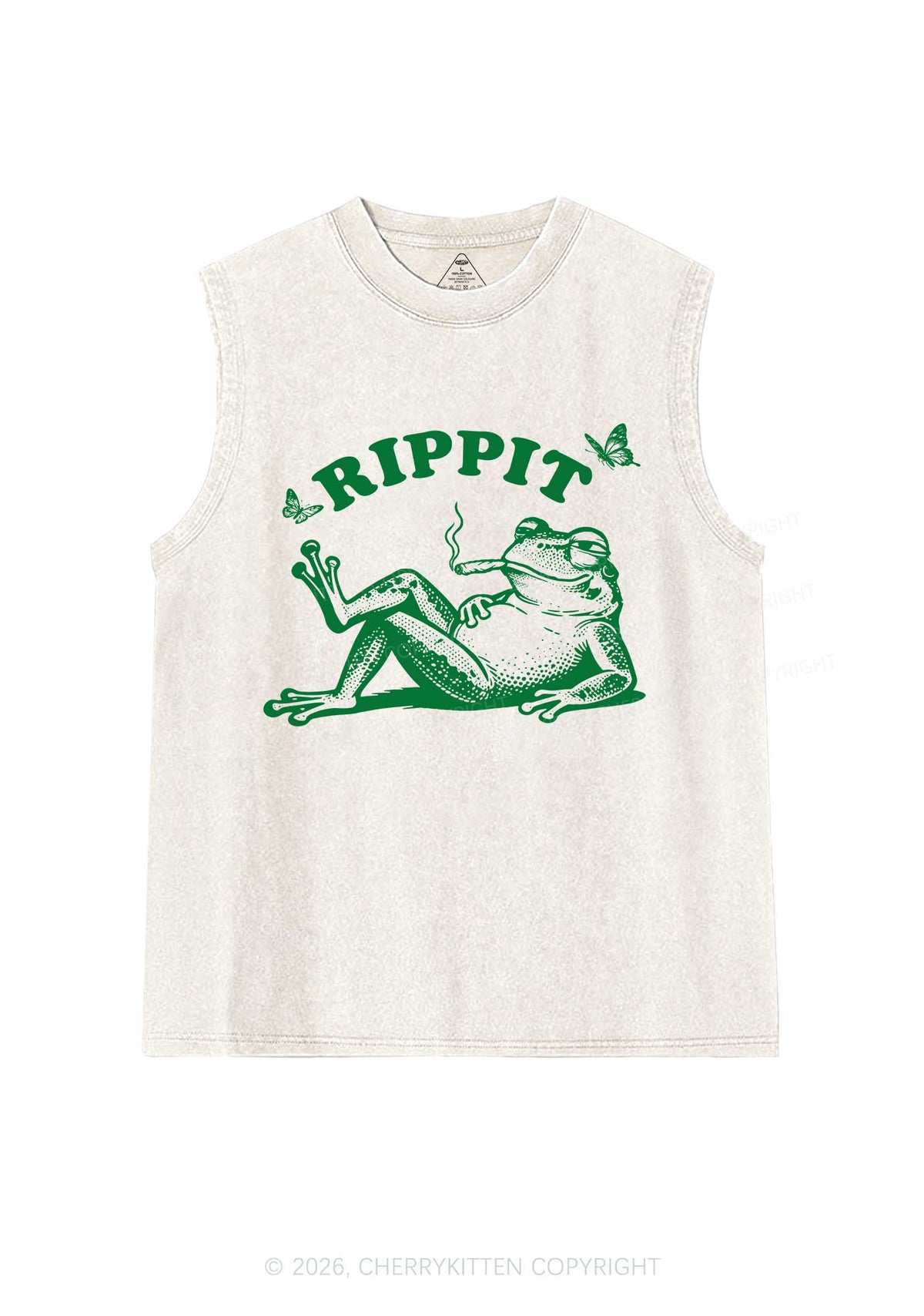 Rippit Frog Y2K Washed Muscle Tank Cherrykitten