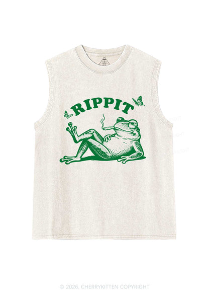 Rippit Frog Y2K Washed Muscle Tank Cherrykitten