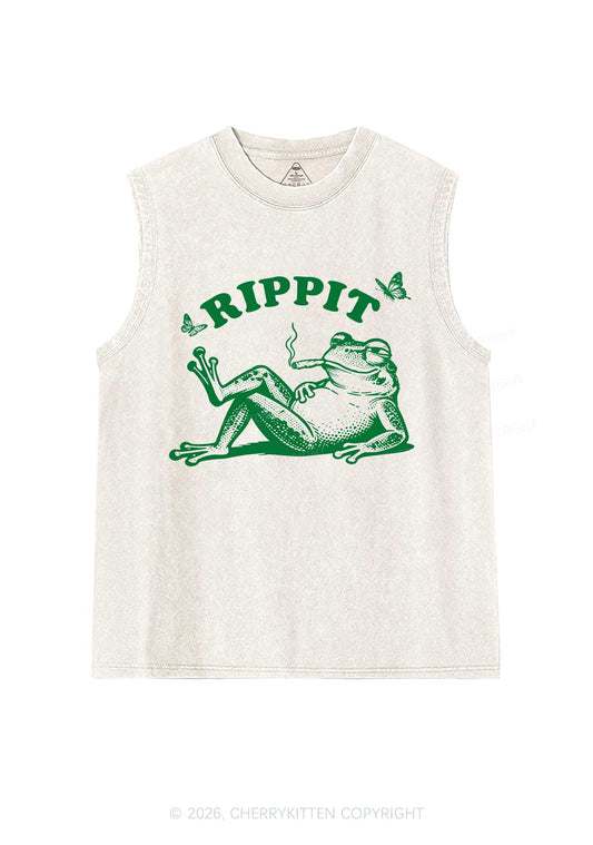 Rippit Frog Y2K Washed Muscle Tank Cherrykitten