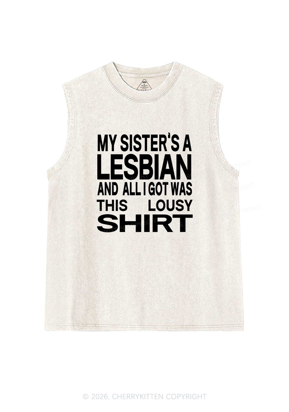 My Sisters A Lesbian Pride Y2K Washed Muscle Tank Cherrykitten