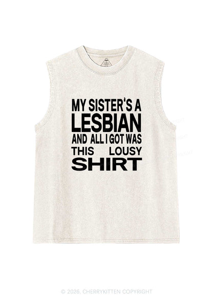 My Sisters A Lesbian Pride Y2K Washed Muscle Tank Cherrykitten