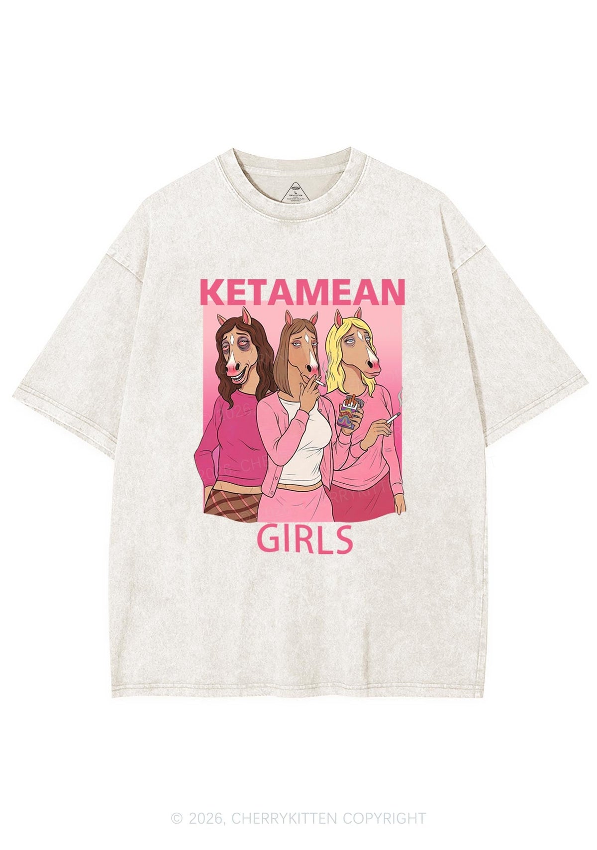 K Horse Girls Y2K Shirts Washed Tee Cherrykitten