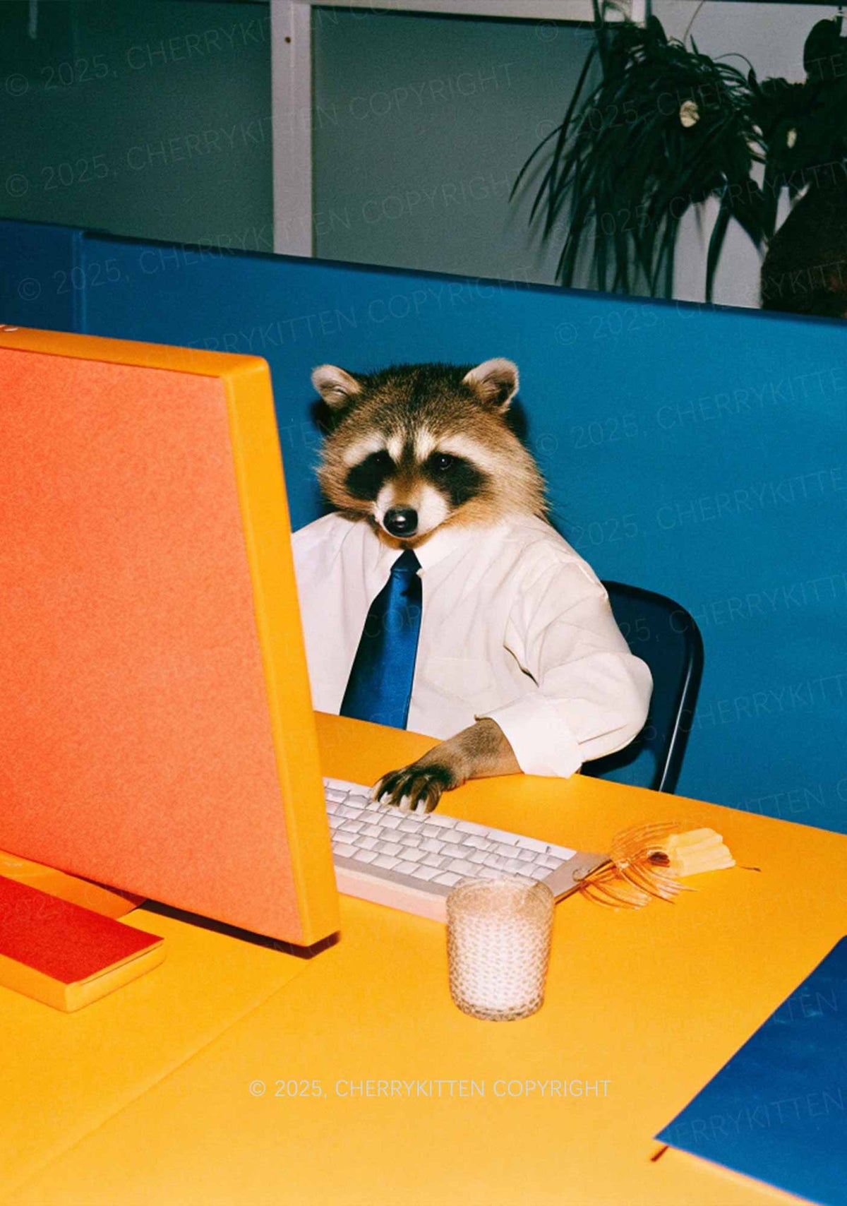 Office Raccoon Y2K Mesh Crop Top Cherrykitten