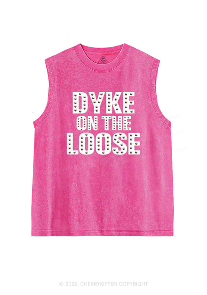 Dyke On The Loose Pride Y2K Washed Muscle Tank Cherrykitten