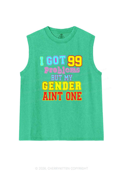 Gender Aint One Pride Y2K Washed Muscle Tank Cherrykitten
