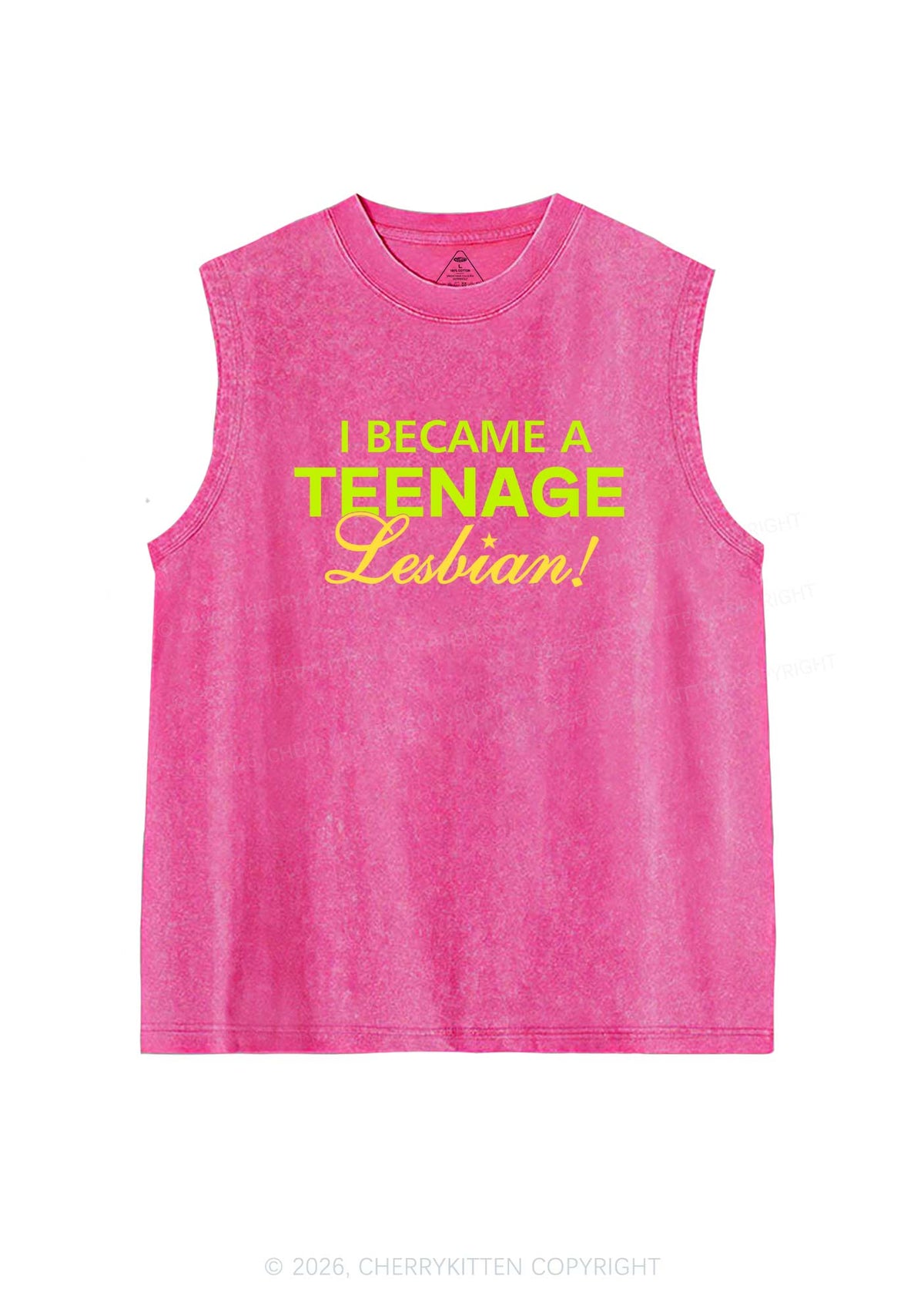 I Became A Teenage Lesbian Pride Y2K Washed Muscle Tank Cherrykitten