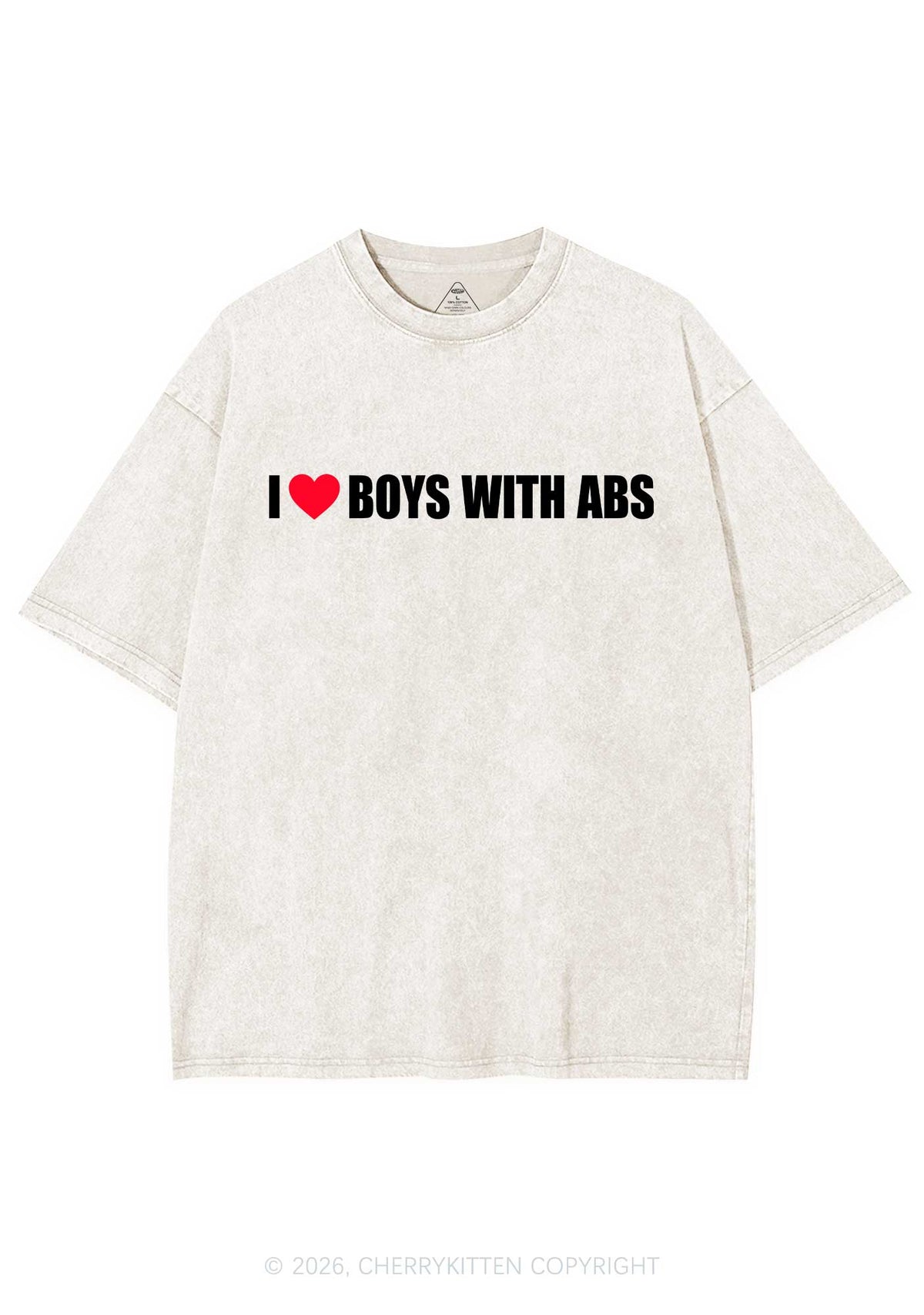I Love Boys With ABS Y2K Shirts Washed Tee Cherrykitten