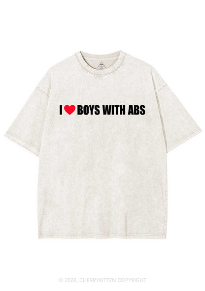 I Love Boys With ABS Y2K Shirts Washed Tee Cherrykitten