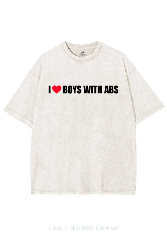 I Love Boys With ABS Y2K Shirts Washed Tee Cherrykitten