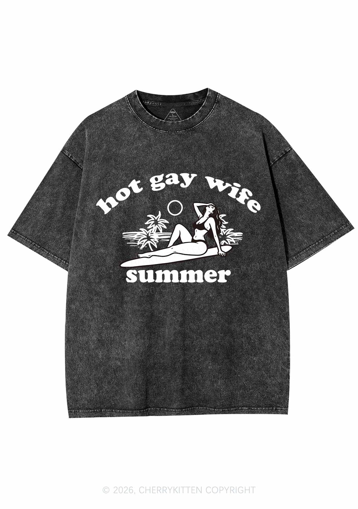 Hot Gay Wife Summer Pride Y2K Shirts Washed Tee Cherrykitten