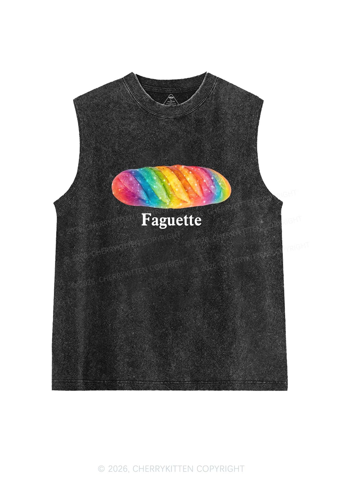 Rainbow Faguette Pride Y2K Washed Muscle Tank Cherrykitten