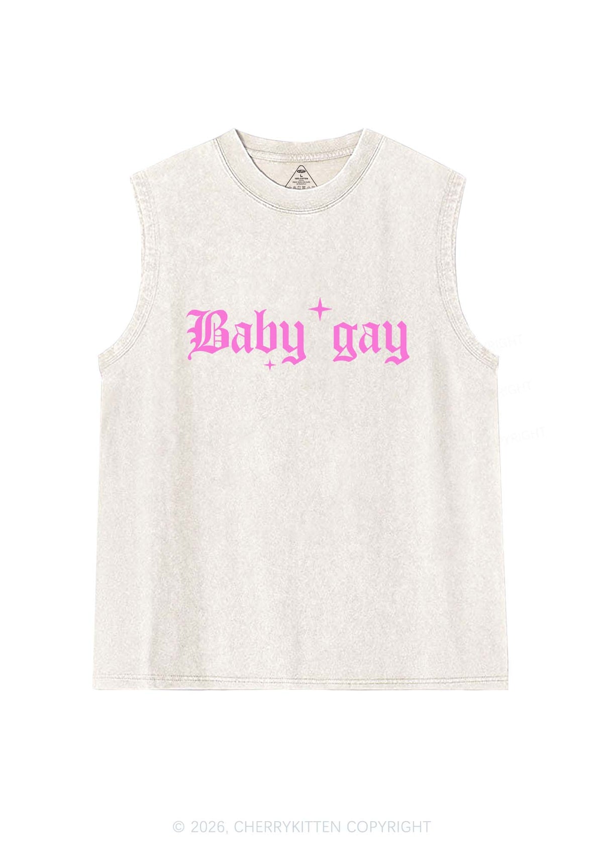 Baby Gay Pride Y2K Washed Muscle Tank Cherrykitten
