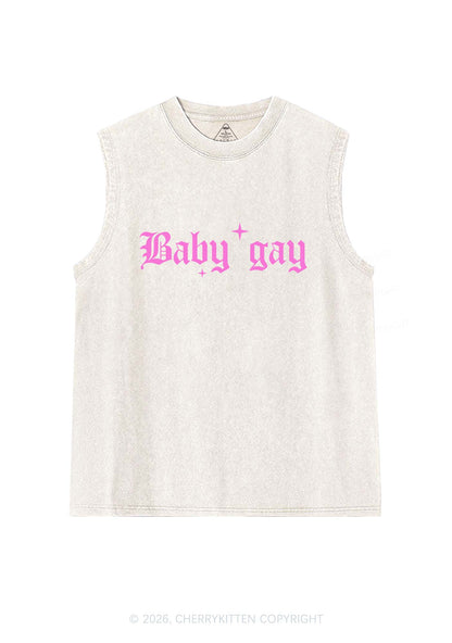 Baby Gay Pride Y2K Washed Muscle Tank Cherrykitten