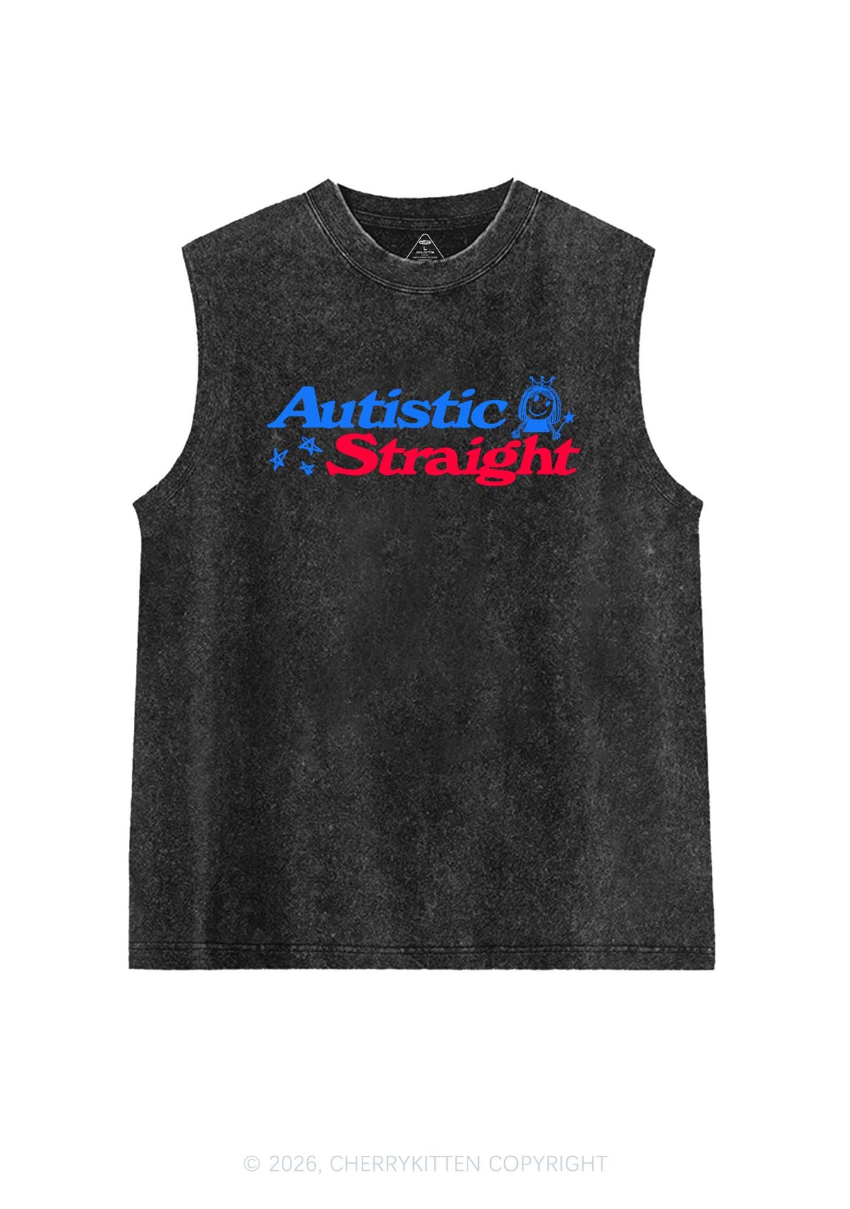 Autistic Straight Pride Y2K Washed Muscle Tank Cherrykitten