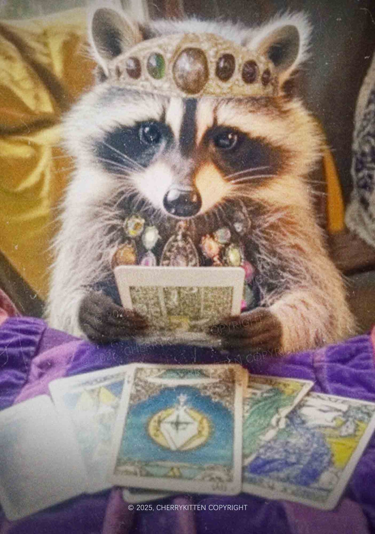 Tarot Raccoon Y2K Mesh Crop Top Cherrykitten
