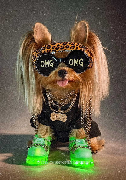 OMG Doggy Y2K Mesh Crop Top Cherrykitten