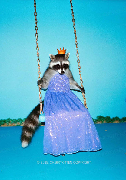 Princess Raccoon Y2K Mesh Crop Top Cherrykitten