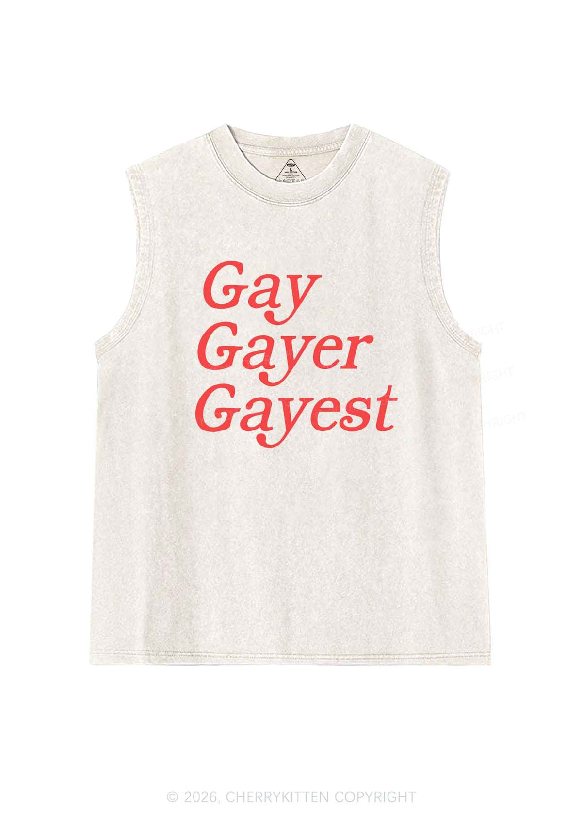 Gay Gayer Gayest Pride Y2K Washed Muscle Tank Cherrykitten