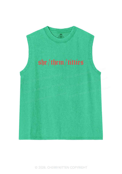 She Them Txtties Pride Y2K Washed Muscle Tank Cherrykitten